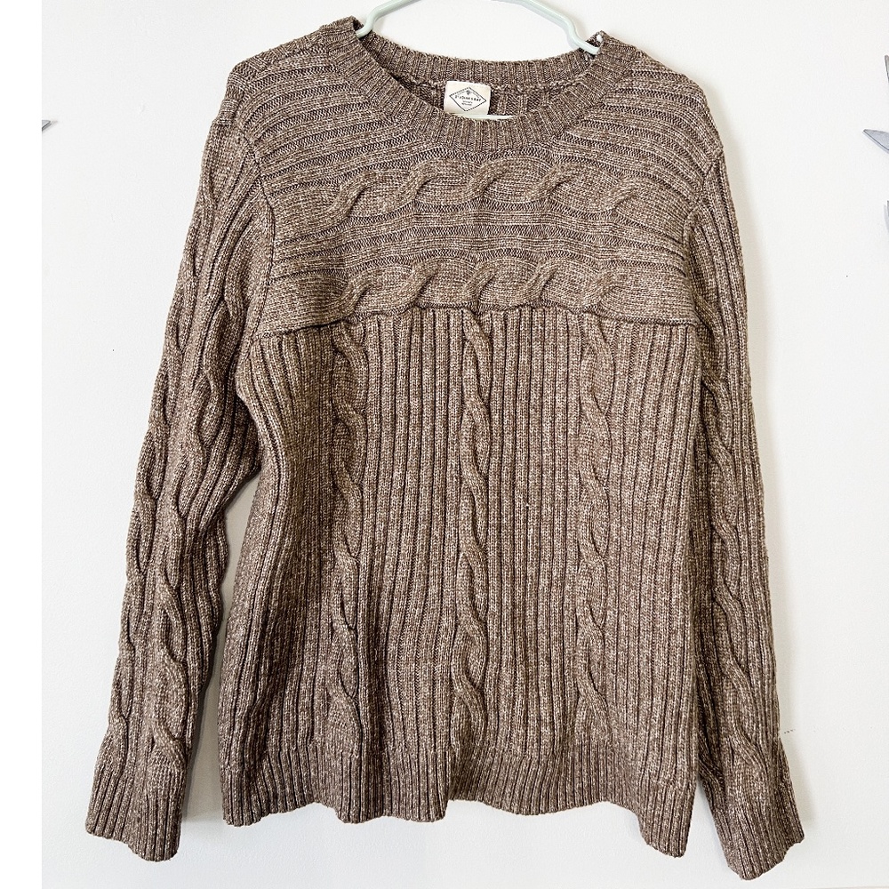 **3/$25** St. John's Bay Cable-knit Sweater, Light Brown - XXL
